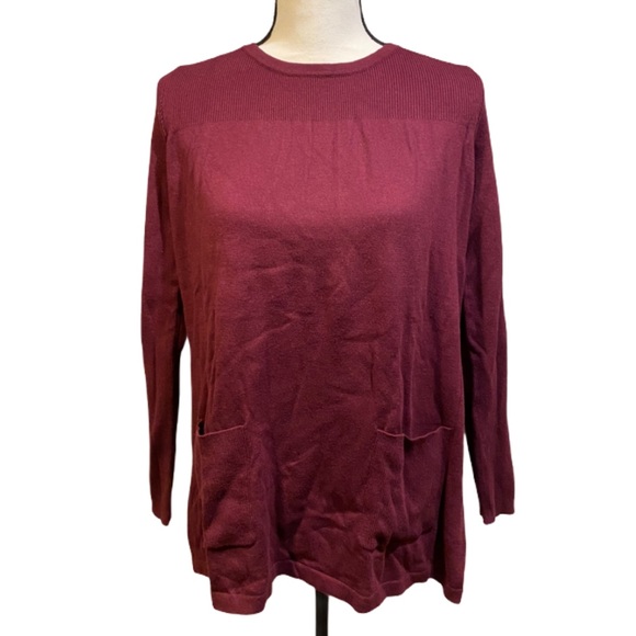 Joseph A. Wine Maroon Crewneck Pullover Sweater - Picture 1 of 9